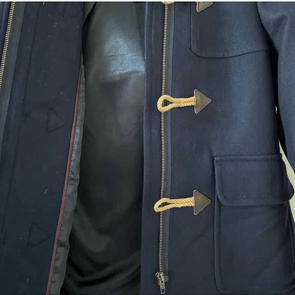 J. Crew Melton Wool Navy Blue Pea Coat With Toogle Front And Hood Size 00 - Picture 8 of 11